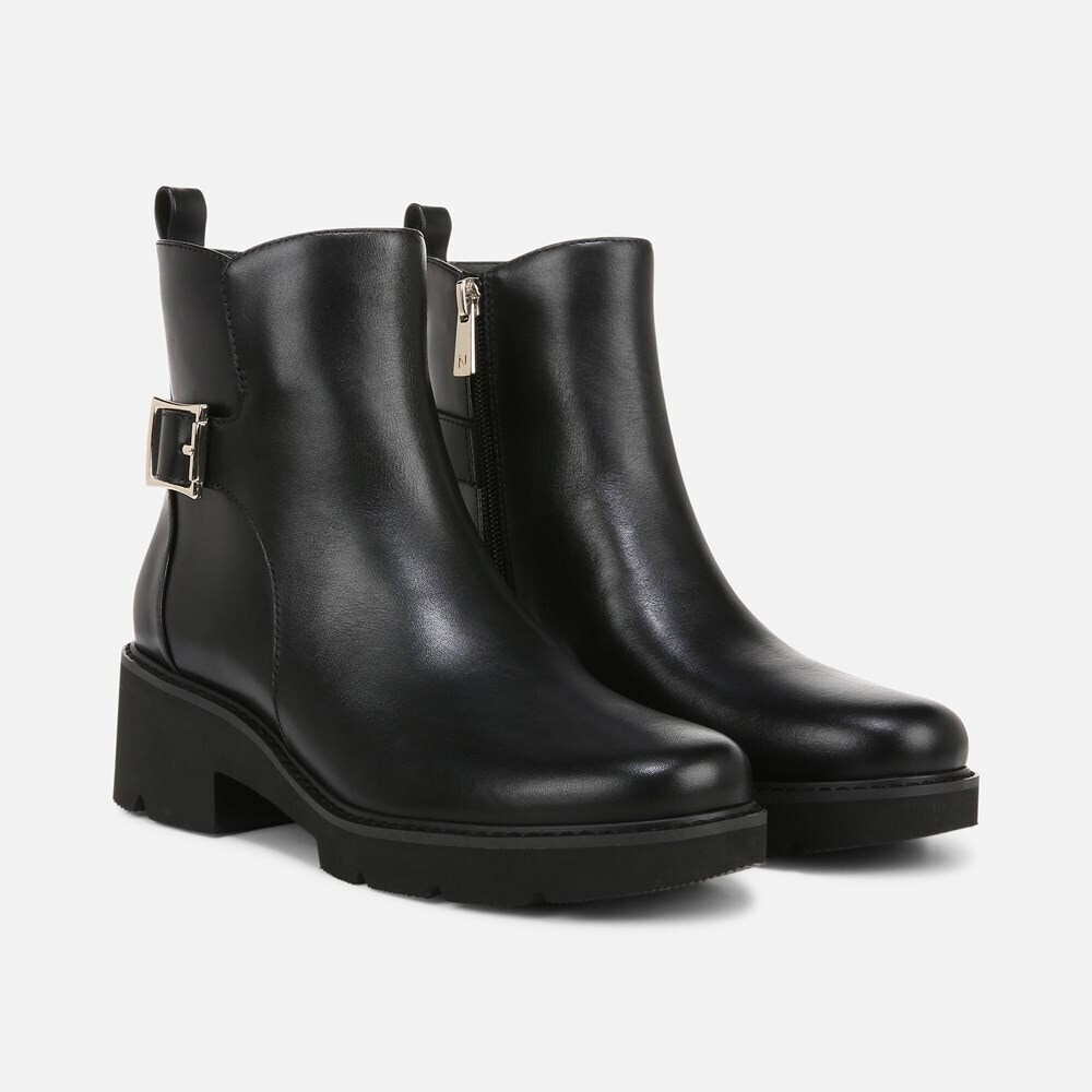 Naturalizer Delilah Bootie Womens 6 Black Leather Block Heel Ankle Boots GAL1674